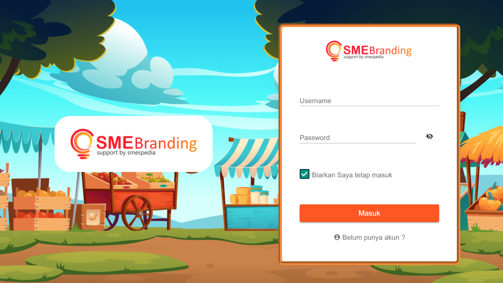 Halaman login SME Branding